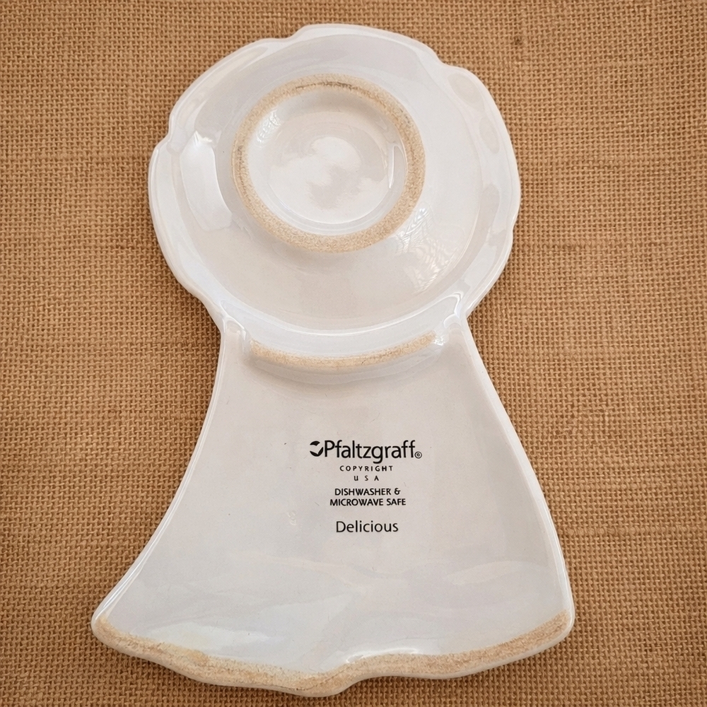 VTG Pfaltzgraff Delicious Apple Ladybug Spoon Rest Gingham 90s Country Kitchen - Picture 4 of 4